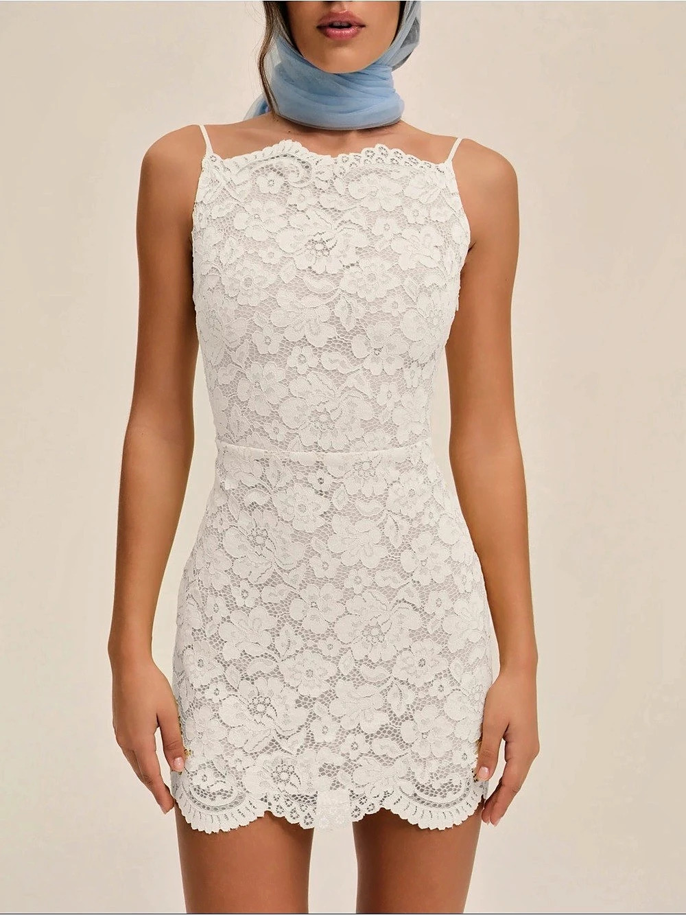 $239 NWT For Love & Lemons Lakeside Lace Mini Dress in White Sz Small